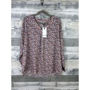 Youtalia Women's XXL Long Sleeve Floral Blouse